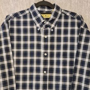 L L Bean Long Sleeve Button Down Plaid Shirt Men's Reg Size Medium